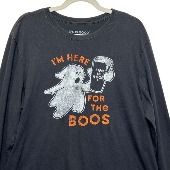 👻🎃Mens Life Is Good here for the boos crusher long sleeve Large. Halloween - Picture 8 of 14